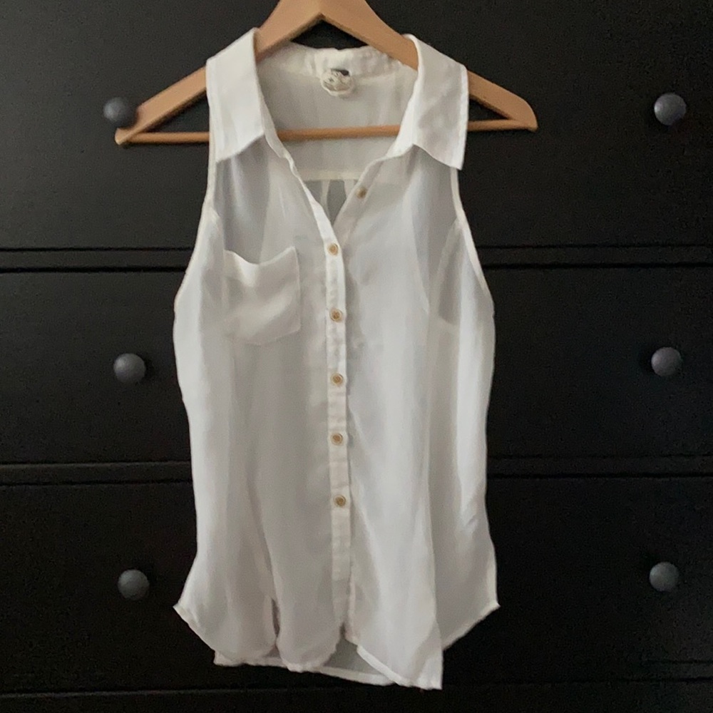 Free People We the Free Sheer White Top XS